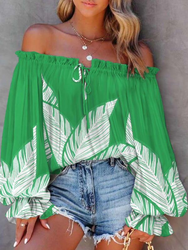 Women's Tie-dyed Tie Front Off-the-shoulder Top