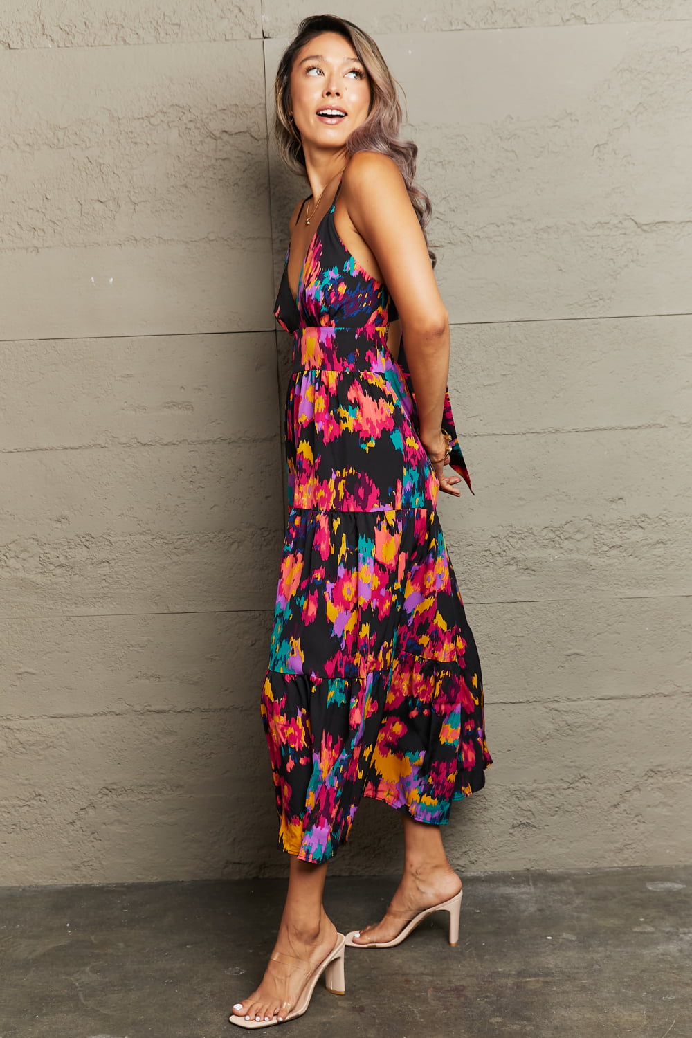 Cutout Spaghetti Strap Tiered Engagement Dress