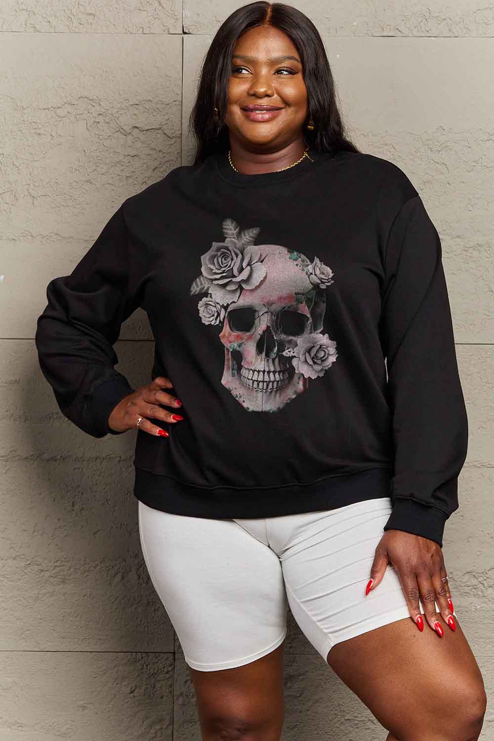 Dropped Shoulder SKULL Graphic Sweatshirt